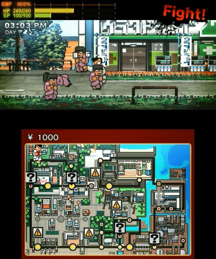River City: Rival Showdown gameplay for Nintendo 3DS (3DS) beat 'em up action video game