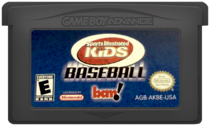 Sports Illustrated for Kids Baseball Game Boy Advance GBA video game, kid-friendly baseball sports gameplay, handheld console title cartridge art