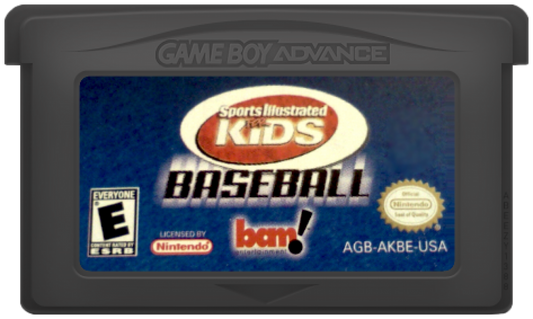 Sports Illustrated for Kids Baseball Game Boy Advance GBA video game, kid-friendly baseball sports gameplay, handheld console title cartridge art