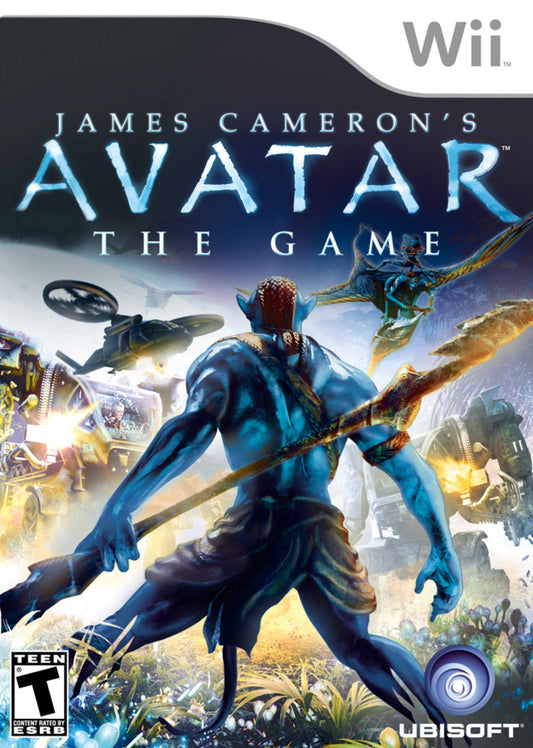 James Cameron's Avatar The Game Nintendo Wii for action adventure video game fans featuring Pandora exploration Na'vi and human factions alien wildlife combat customizable characters motion controls third person action missions colorful environments and immersive science fiction adventure collectible gaming appeal cover art