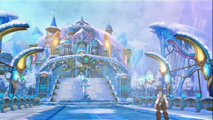 Eternal Sonata Xbox 360 JRPG featuring turn based and real time hybrid battle system anime art style emotional fantasy storyline inspired by composer Frédéric Chopin cinematic cutscenes and expansive role playing adventure by Namco Bandai gameplay