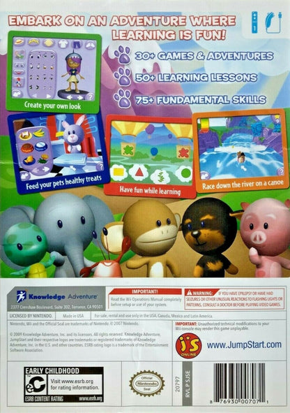 JumpStart: Pet Rescue – Nintendo Wii (Wii) educational adventure mini-game video game back of case
