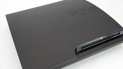 PlayStation 3 PS3 Slim Console 250GB for video game enthusiasts featuring original Sony gaming hardware compact slim design spacious hard drive storage built in Blu ray disc player wireless connectivity HDMI output PlayStation 3 game compatibility digital media features collectible console gaming appeal front view