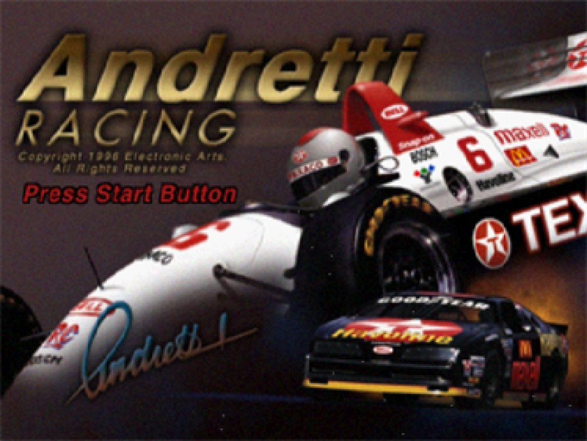 Andretti Racing Sega Saturn video game, arcade racing simulation, IndyCar motorsport action, retro Sega console title gameplay