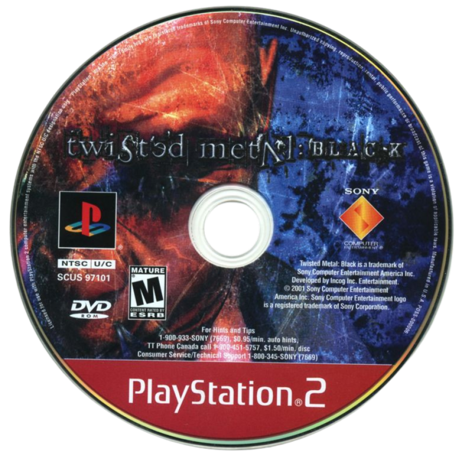 Twisted Metal: Black [Greatest Hits] – PlayStation 2 (PS2) video game disc, vehicular combat.