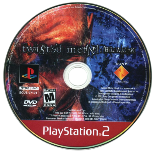 Twisted Metal: Black [Greatest Hits] – PlayStation 2 (PS2) video game disc, vehicular combat.