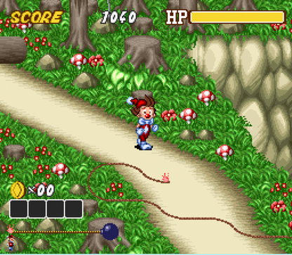 Kid Klown in Crazy Chase gameplay image for Super Nintendo Entertainment System (SNES) retro video game