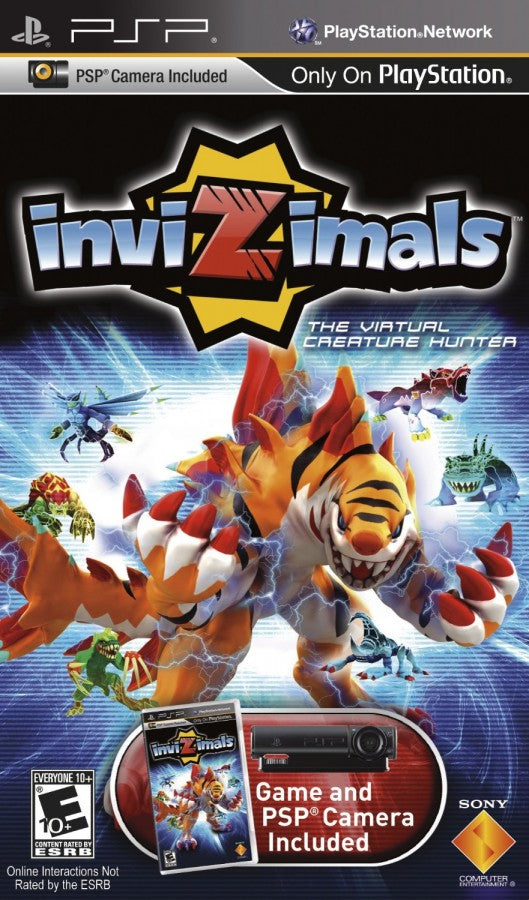 Invizimals for PlayStation Portable, cover image for an augmented reality video game with creature capturing gameplay, camera-based interactions, mini-games, and adventure elements