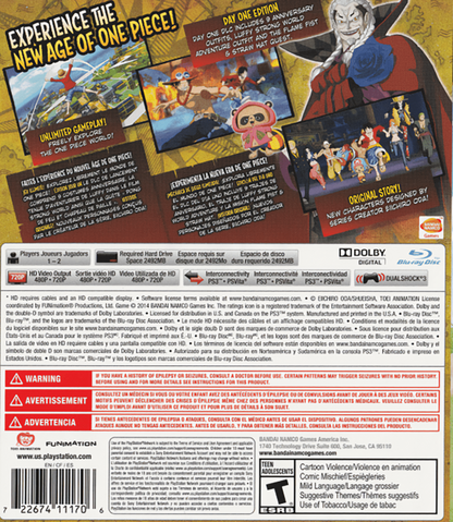 One Piece: Unlimited World Red back cover art for PlayStation 3 (PS3) video game