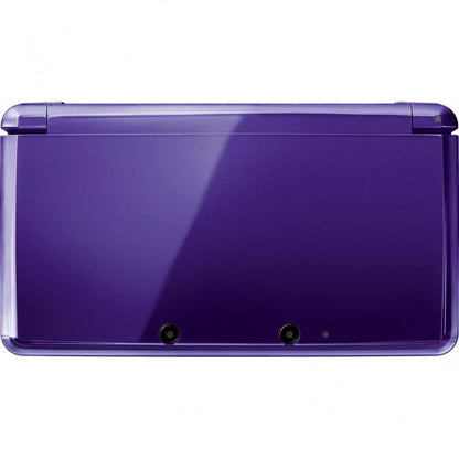 Nintendo 3DS purple handheld gaming system featuring glasses free 3D display dual screens touch screen controls built in cameras Wi Fi connectivity backward compatibility with Nintendo DS games portable Nintendo gaming rechargeable battery collectible gaming appeal