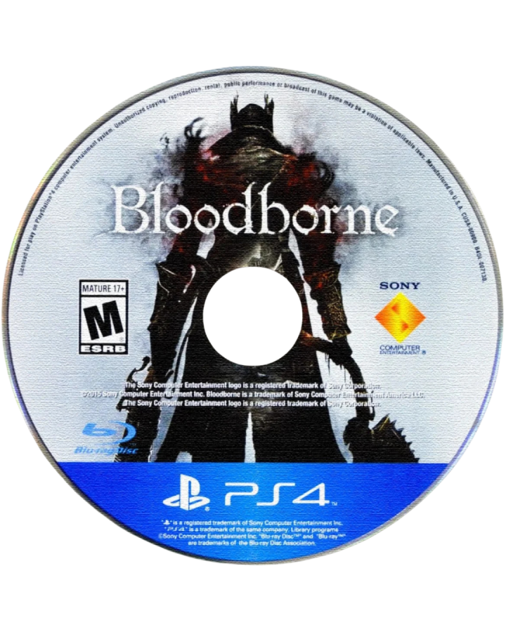 Bloodborne PlayStation 4 game featuring challenging action RPG combat and dark gothic horror exploration disc