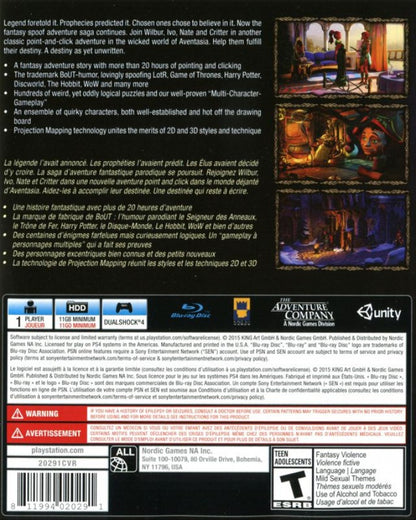 The Book of Unwritten Tales 2 – PlayStation 4 (PS4) video game back of case, point-and-click adventure