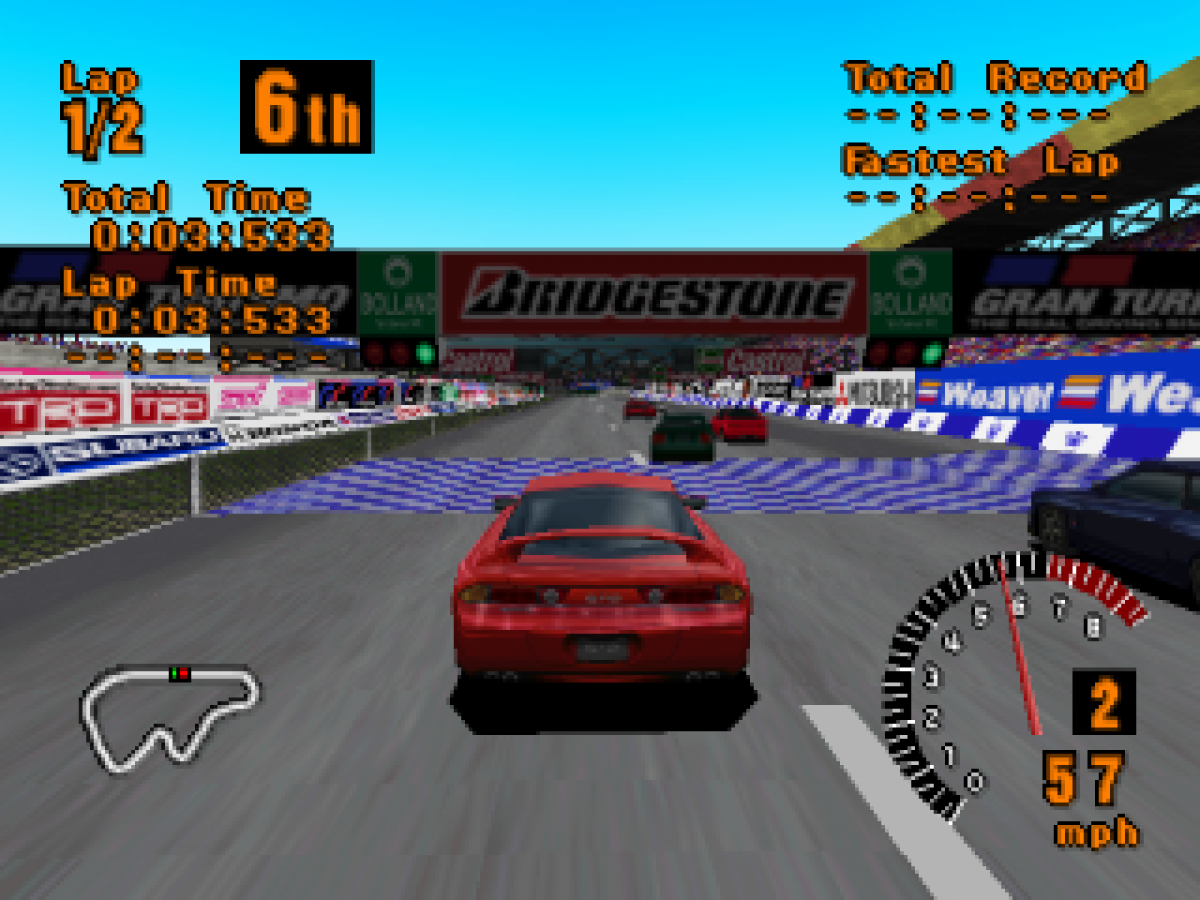 Gran Turismo Greatest Hits PlayStation 1 PS1 for racing video game fans featuring realistic driving simulation licensed cars detailed tracks championship events vehicle tuning license tests and competitive racing gameplay classic Polyphony Digital PlayStation gaming collectible appeal gameplay