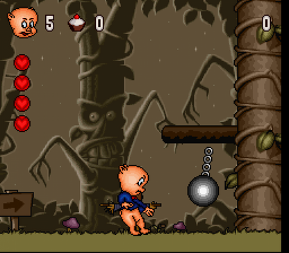 Porky Pig's Haunted Holiday gameplay image for Super Nintendo Entertainment System (SNES) retro video game