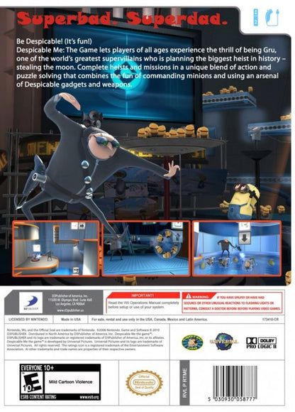 Despicable Me back cover art for Nintendo Wii (Wii) video game