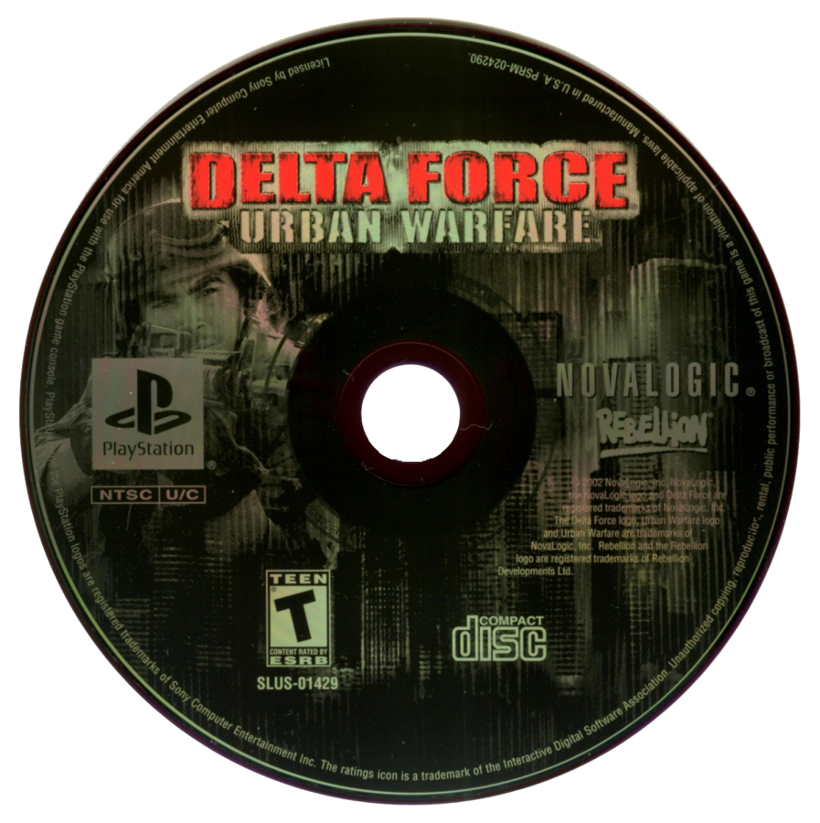Delta Force: Urban Warfare PlayStation 1 PS1 for tactical first person shooter retro video game fans featuring military special forces missions urban combat realistic weapons stealth tactics squad based action multiplayer gameplay collectible gaming appeal disc