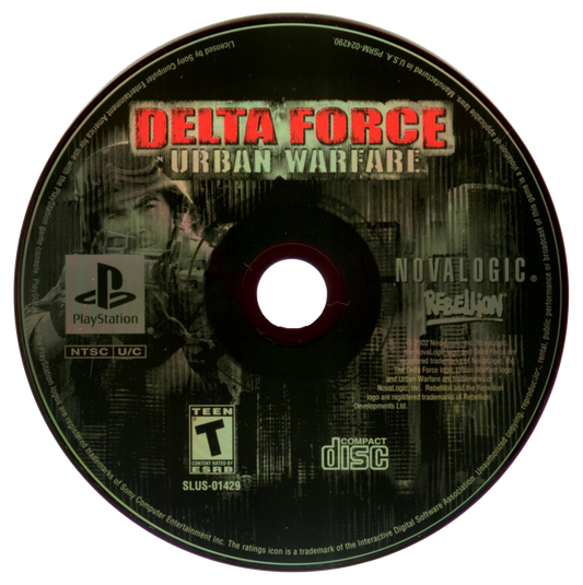 Delta Force: Urban Warfare PlayStation 1 PS1 for tactical first person shooter retro video game fans featuring military special forces missions urban combat realistic weapons stealth tactics squad based action multiplayer gameplay collectible gaming appeal disc