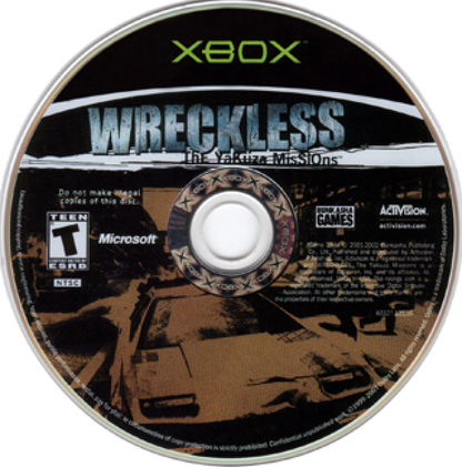 Wreckless: The Yakuza Missions disc for Xbox (XBOX) video game