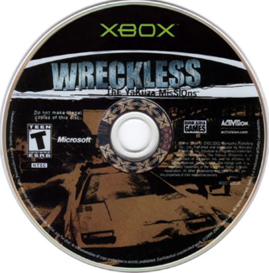 Wreckless: The Yakuza Missions disc for Xbox (XBOX) video game