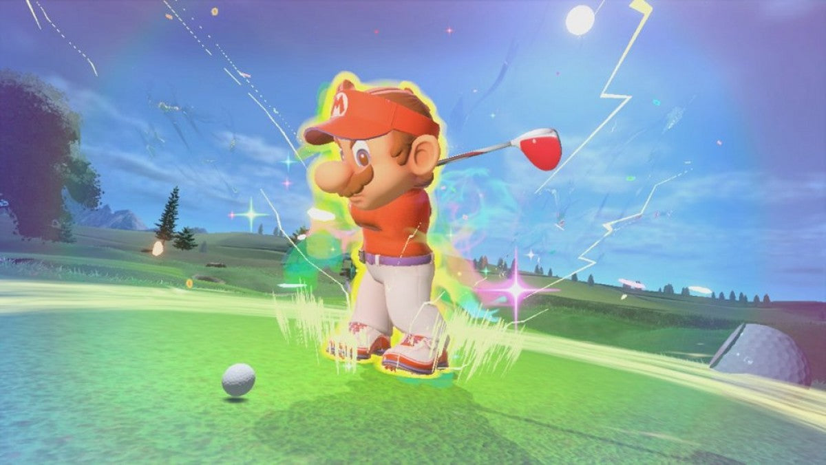 Mario Golf Super Rush for Nintendo Switch arcade golf sports game featuring Mario characters speed golf motion controls multiplayer tournaments and colorful courses gameplay 