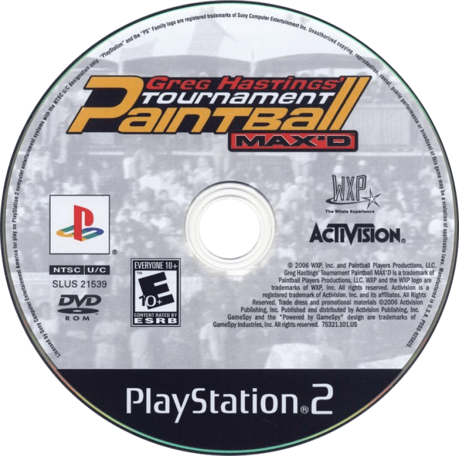 Greg Hastings’ Tournament Paintball Max’d disc art for Playstation 2 (PS2) video game