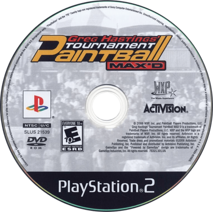 Greg Hastings’ Tournament Paintball Max’d disc art for Playstation 2 (PS2) video game