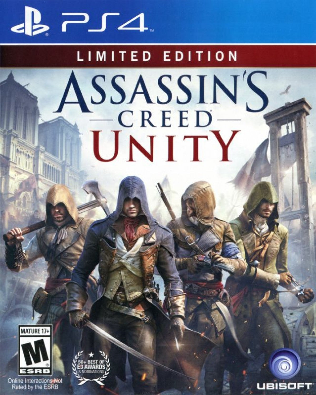 Retro Assassins Creed Unity Limited Edition PS4 inspired design featuring French Revolution stealth action aesthetic historic Paris rooftops hidden blade parkour assassin brotherhood cinematic open world adventure Ubisoft gameplay nostalgia front cover 