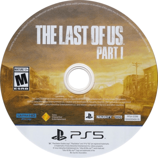 The Last of Us: Part I disc for PlayStation 5 (PS5) action adventure video game