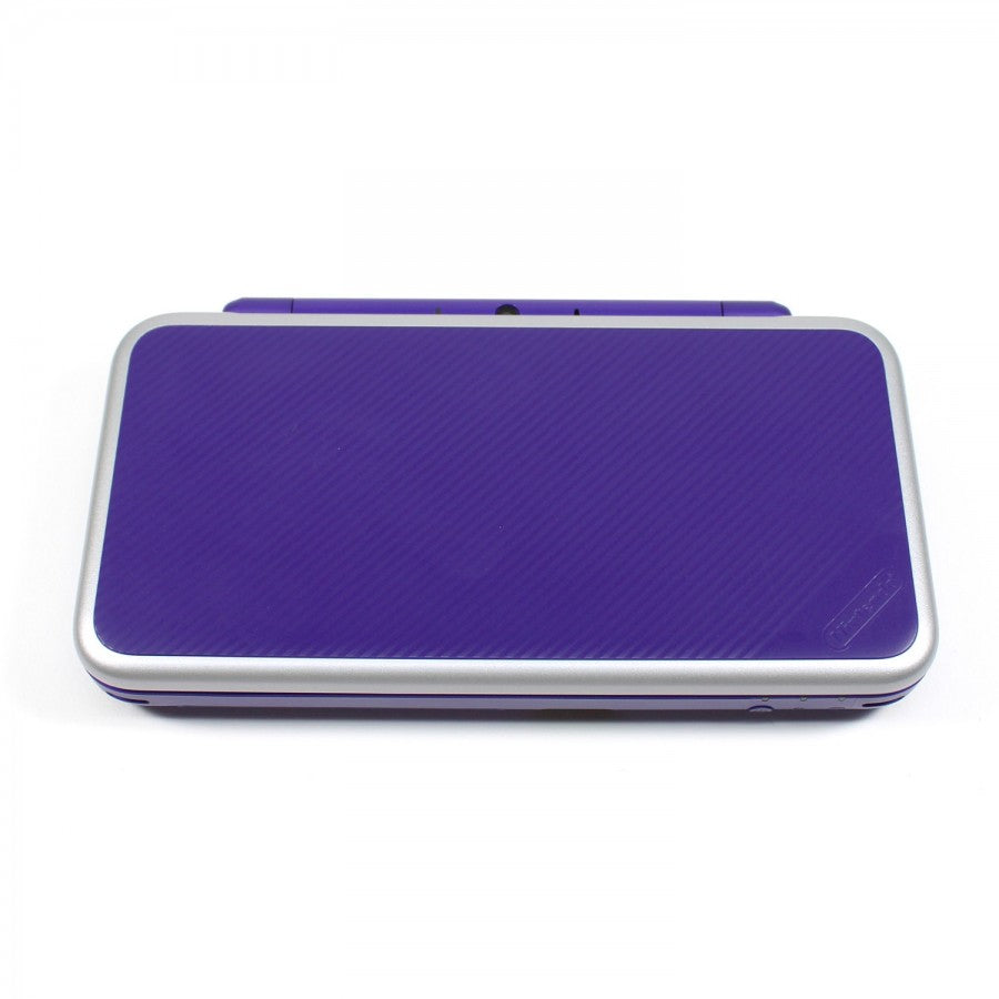 Retro Purple New Nintendo 2DS XL handheld console aesthetic featuring dual screen portable gaming system vibrant purple shell compact foldable design Nintendo handheld nostalgia collectible gaming hardware style closed view of top shell