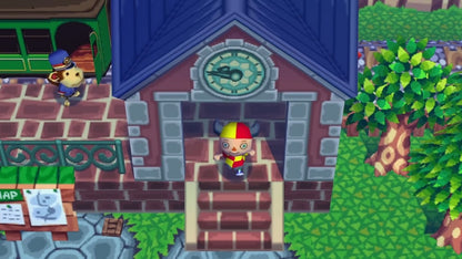 Animal Crossing GameCube life simulation video game Nintendo village living animal neighbors fishing bug catching fossil hunting Tom Nook shop real-time clock social interaction gameplay screenshot