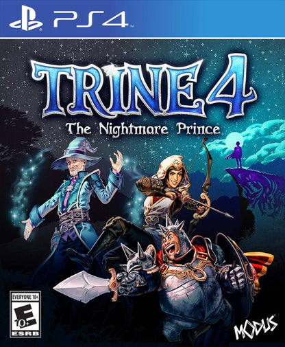 Trine 4: The Nightmare Prince – PlayStation 4 (PS4) video game cover image, fantasy puzzle-platformer adventure game