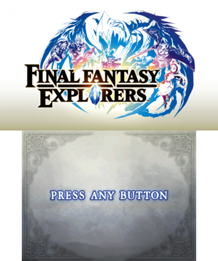 Final Fantasy Explorers home screen for Nintendo 3DS (3DS) action role-playing video game
