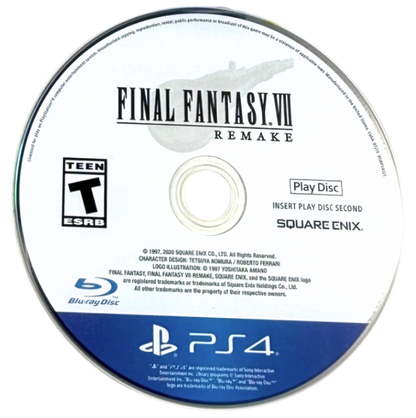 Final Fantasy VII Remake – PlayStation 4 (PS4) video game play disc, JRPG by Square Enix