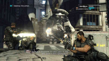 Binary Domain Xbox 360 third-person shooter squad-based sci-fi action video game with robot enemies and consequence-driven narrative gameplay screenshot