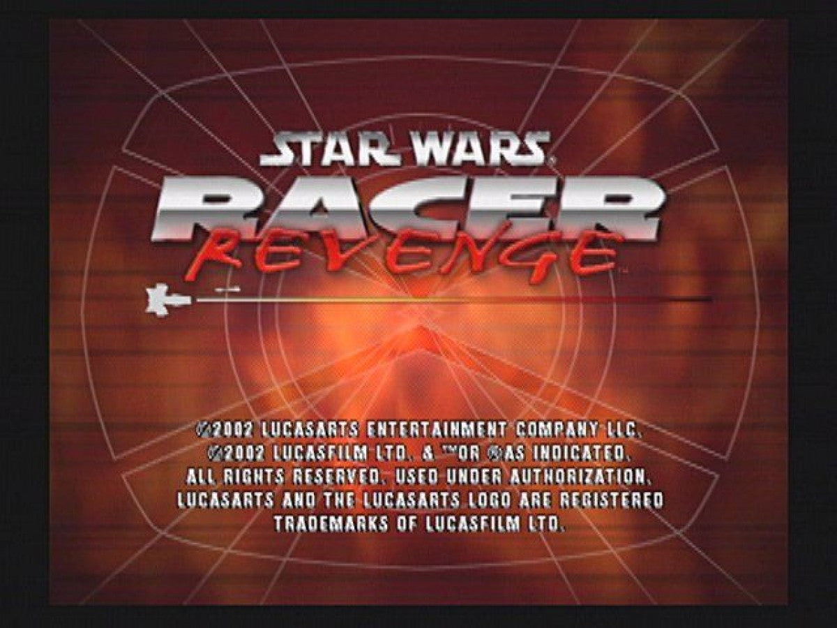 Star Wars: Racer Revenge – PlayStation 2 (PS2) video game title screen, pod racing arcade game.