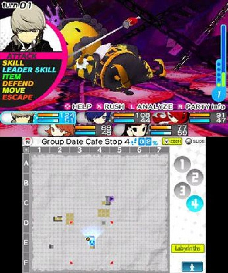 Persona Q: Shadow of the Labyrinth gameplay for Nintendo 3DS (3DS) dungeon crawler role-playing video game