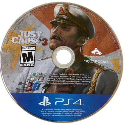 Just Cause 3 – PlayStation 4 (PS4) video game disc, open-world action-adventure game.