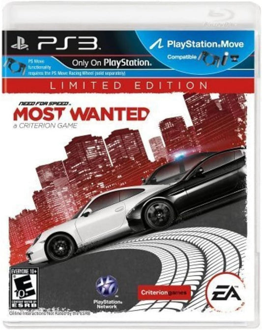 Need for Speed Most Wanted Limited Edition PlayStation 3 PS3 video game, arcade racing, open-world pursuits, high-speed action title cover