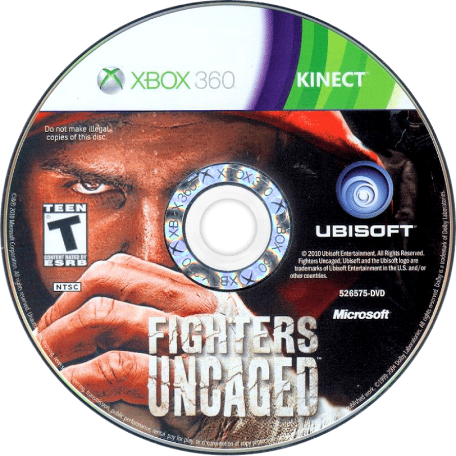 Fighters Uncaged disc for Xbox 360 (X360) motion-controlled fighting video game