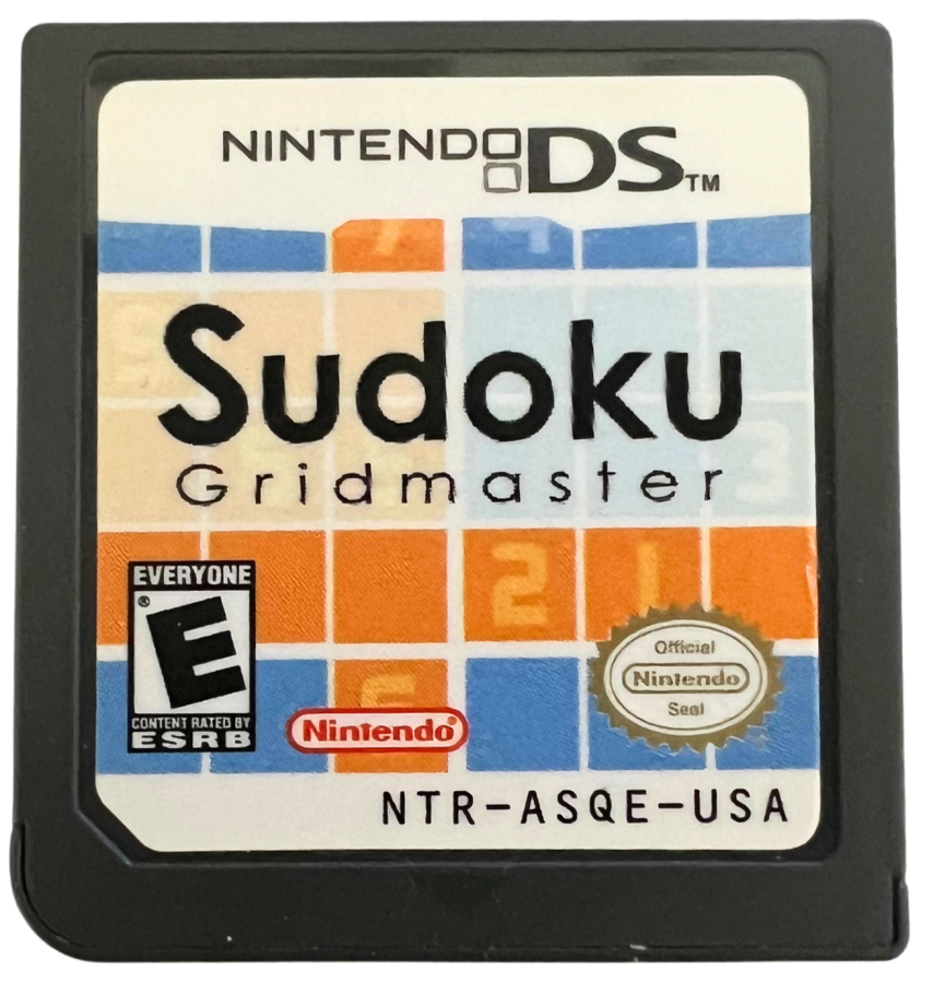 Sudoku Gridmaster for Nintendo DS, cartridge for a puzzle video game with number-based challenges, logic gameplay, brain training exercises, and multiple difficulty levels
