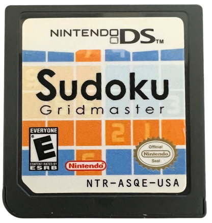 Sudoku Gridmaster for Nintendo DS, cartridge for a puzzle video game with number-based challenges, logic gameplay, brain training exercises, and multiple difficulty levels