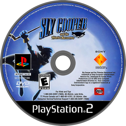 Sly Cooper and the Thievius Raccoonus – PlayStation 2 (PS2) video game disc, action-platformer game.