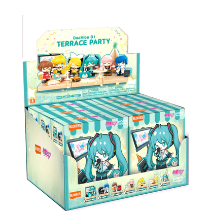 Blokees Hatsune Miku VB01 Terrace Party blind box collectible series inspired design featuring buildable virtual idol character figures aesthetic mystery box assortment charming terrace party themed designs detailed anime inspired mini models colorful collectibles and display presentation