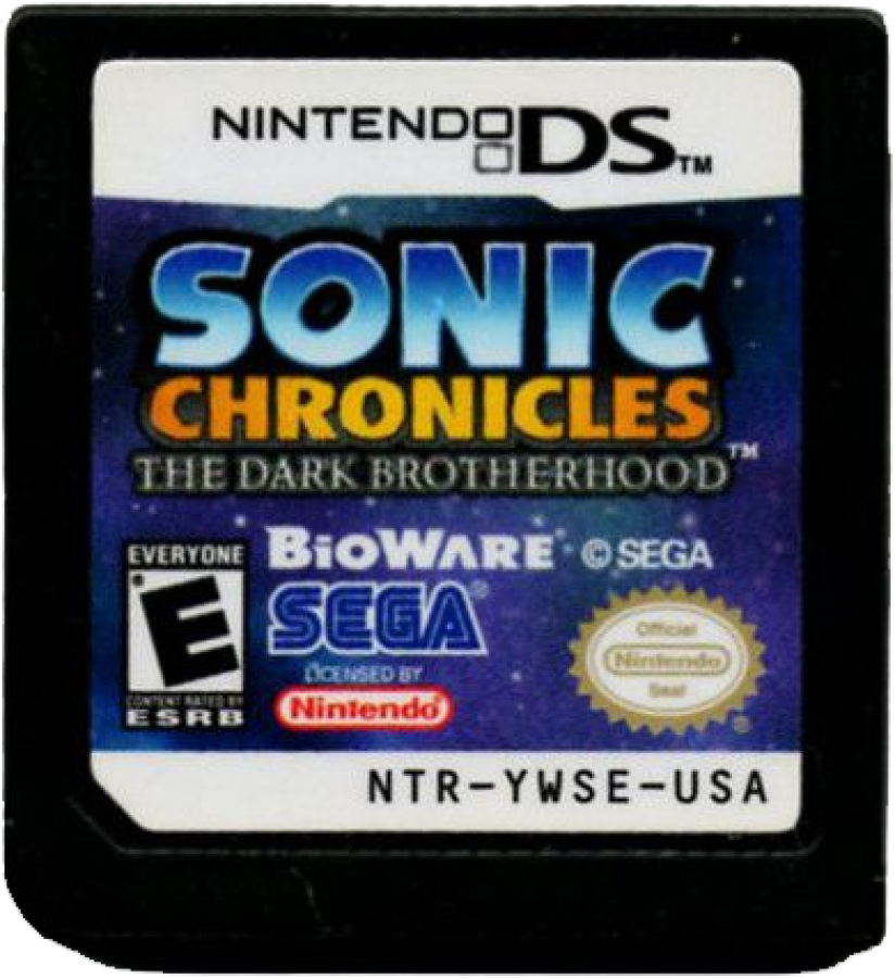 Sonic Chronicles The Dark Brotherhood Nintendo DS RPG Sonic the Hedgehog BioWare developed role playing game turn based combat dual screen handheld retro video game authentic DS cartridge classic Sonic series collectible gaming title cartridge