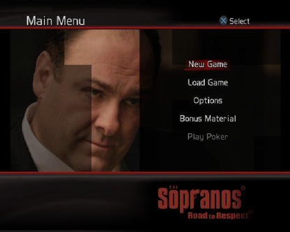 Sopranos: Road to Respect Limited Edition – PlayStation 2 (PS2) video game main menu, crime action-adventure.