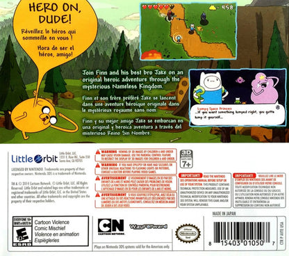 Adventure Time: The Secret of the Nameless Kingdom [CIB] back of case for Nintendo 3DS (3DS) action adventure video game