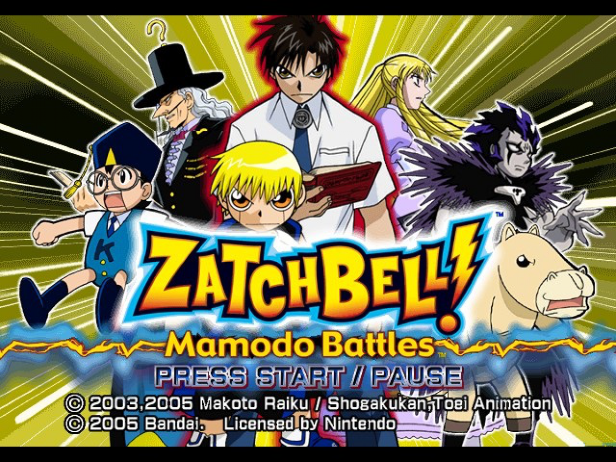 Zatch Bell!: Mamodo Battles Bandai start screen for Nintendo GameCube (GC) anime fighting video game