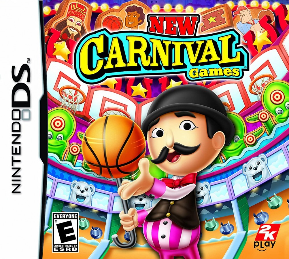 New Carnival Games for Nintendo DS, cover image for a party mini-game video game with carnival-themed challenges, arcade-style gameplay, multiplayer modes, and casual family-friendly fun