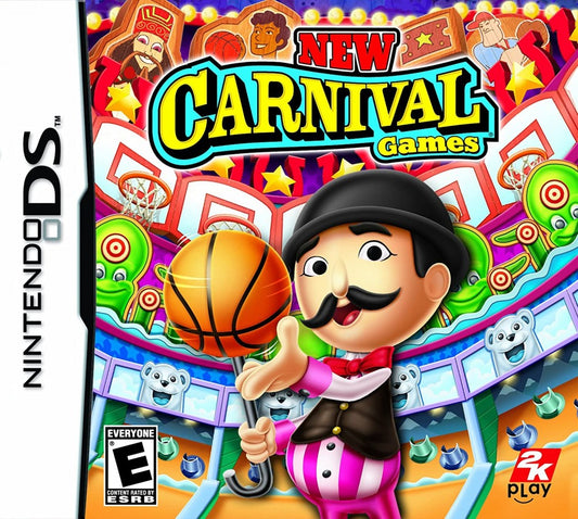 New Carnival Games for Nintendo DS, cover image for a party mini-game video game with carnival-themed challenges, arcade-style gameplay, multiplayer modes, and casual family-friendly fun