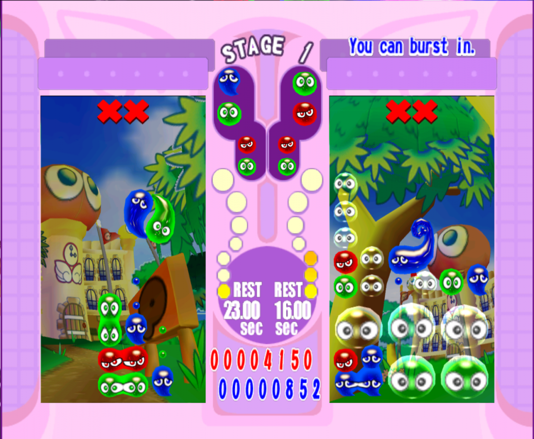 Puyo Pop Fever GameCube game featuring fast-paced puzzle gameplay, colorful anime-style visuals, and competitive multiplayer action gameplay